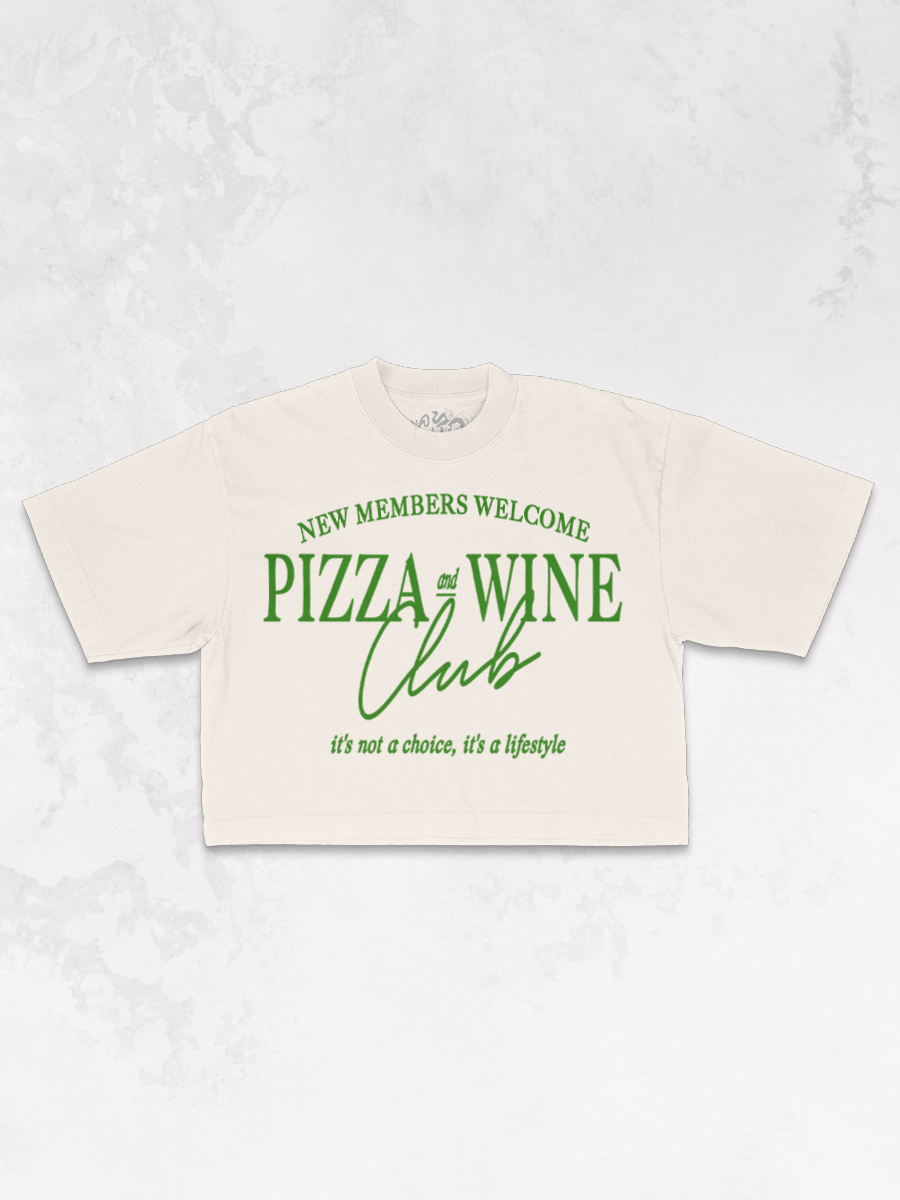 Underground Original Design: Pizza and Wine Club Oversized Crop Tee
