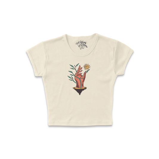 Underground Original Design: Earth Sign Hand Micro-RIbbed Baby Tee