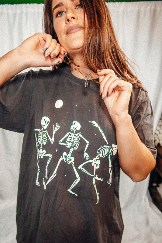 Underground Original Design: Dancing Skeletons Under a Moon Oversized TShirt